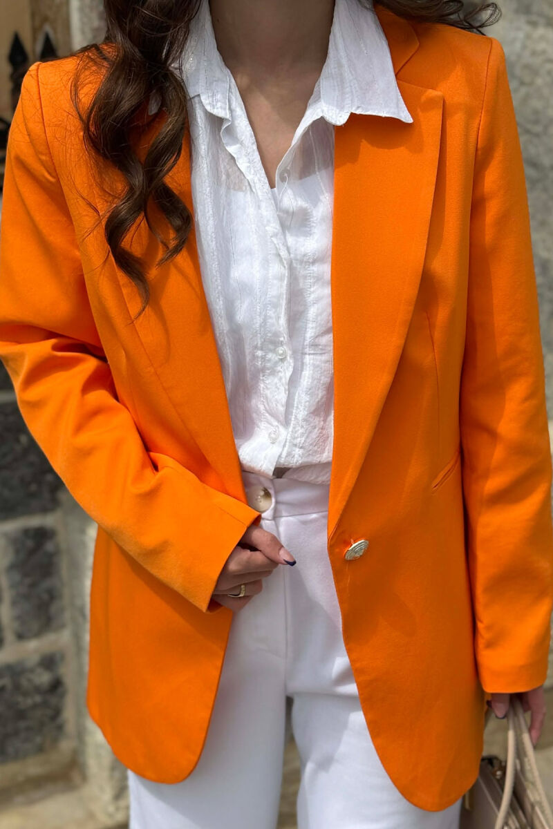 XHAKETE KLASIKE ME NJE BUTON GOLD PER FEMRA NE NGJYRE PORTOKALLI - 4