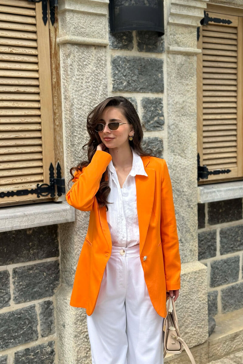 XHAKETE KLASIKE ME NJE BUTON GOLD PER FEMRA NE NGJYRE PORTOKALLI - 5