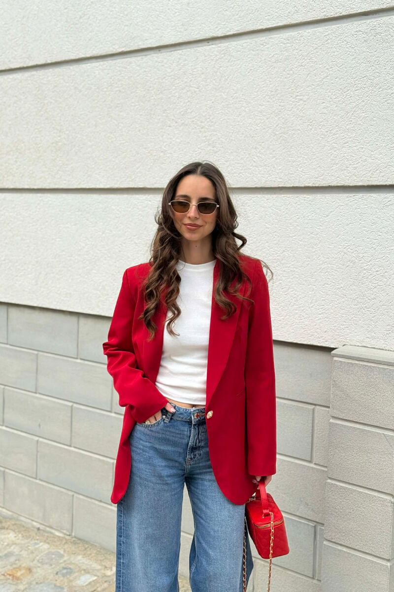 XHAKETE KLASIKE ME NJE BUTON GOLD PER FEMRA NE NGJYRE VISHNJE - 1