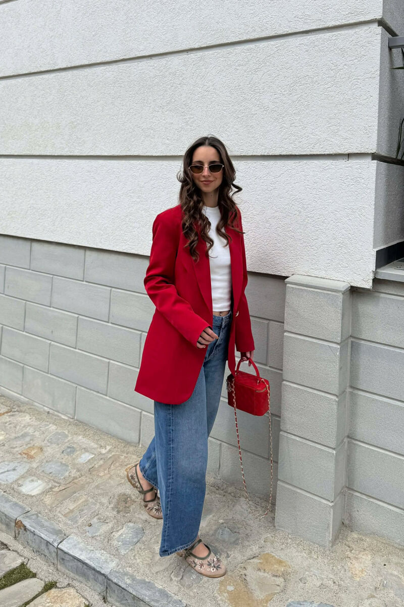 XHAKETE KLASIKE ME NJE BUTON GOLD PER FEMRA NE NGJYRE VISHNJE - 2