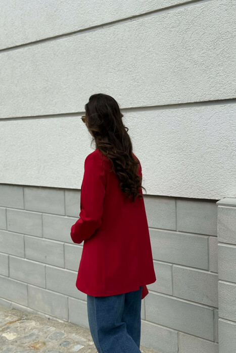 XHAKETE KLASIKE ME NJE BUTON GOLD PER FEMRA NE NGJYRE VISHNJE - 3