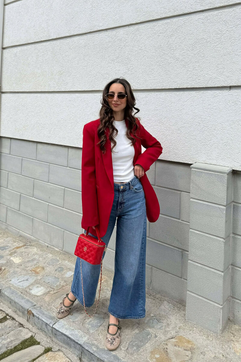 XHAKETE KLASIKE ME NJE BUTON GOLD PER FEMRA NE NGJYRE VISHNJE - 4