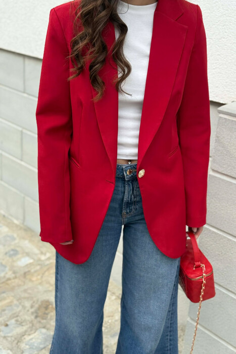 XHAKETE KLASIKE ME NJE BUTON GOLD PER FEMRA NE NGJYRE VISHNJE - 5