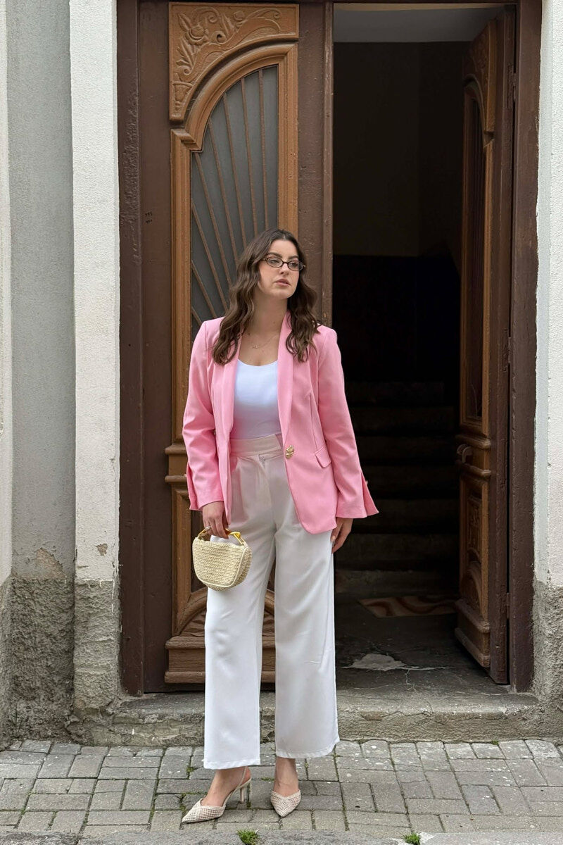 XHAKETE KLASIKE NJE NGJYRESHE ME BUTONA GOLD PER FEMRA NE NGJYRE ROZE - 2