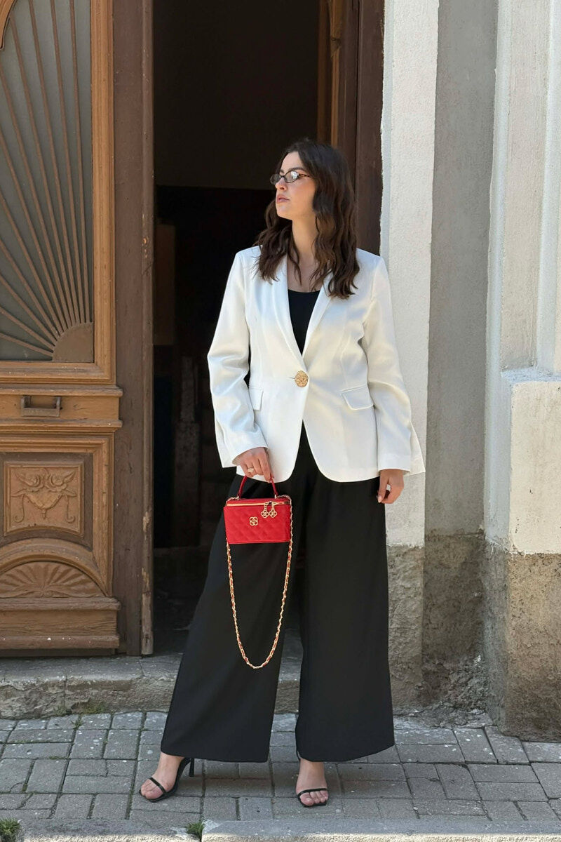 XHAKETE KLASIKE NJE NGJYRESHE ME BUTONA GOLD PER FEMRA NE NGJYRE TE BARDHE - 5