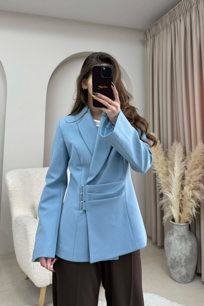 XHAKETE KLASIKE NJE NGJYRESHE ME DETAJE TE THJESHTA PER FEMRA NE NGJYRE BLU TE ZBARDHUR - 3