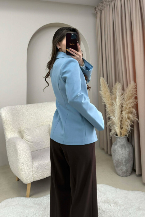 XHAKETE KLASIKE NJE NGJYRESHE ME DETAJE TE THJESHTA PER FEMRA NE NGJYRE BLU TE ZBARDHUR - 4