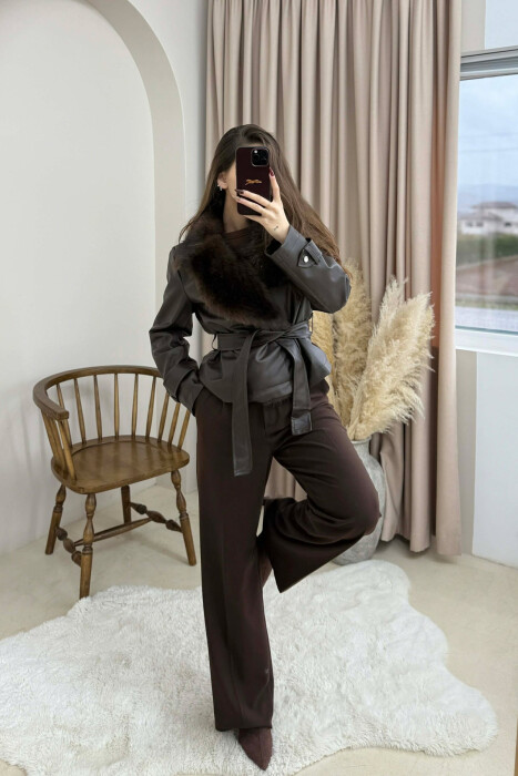 XHAKETE LEKURE ME DETAJ PELLUSHI PER FEMRA NE NGJYRE KAFE - 5