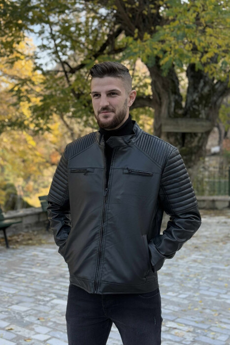 XHAKETË LËKURE NJË NGJYRËSHE PËR MESHKUJ NË NGJYRËN E ZEZË - 3