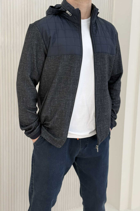 XHAKETË ME KAPUC PËR MESHKUJ NË NGJYRËN BLU E ERRËT - 2