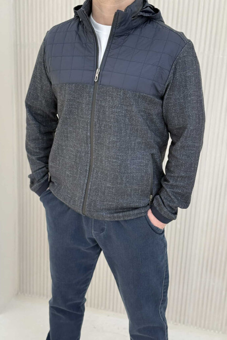 XHAKETË ME KAPUC PËR MESHKUJ NË NGJYRËN BLU E ERRËT - 3