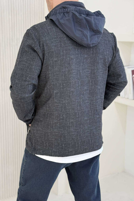 XHAKETË ME KAPUC PËR MESHKUJ NË NGJYRËN BLU E ERRËT - 4