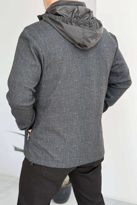 XHAKETË ME KAPUC PËR MESHKUJ NË NGJYRËN E ZEZË - 3