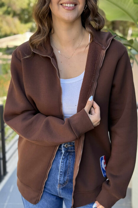 XHAKETË ME PUSH PËR FEMRA NË NGJYRËN KAFE E ERRËT - 5