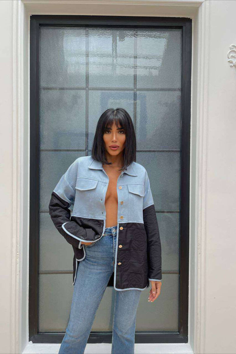 XHAKETË ME DY NGJYRA PËR FEMRA NË NGJYRËN BLU TË ZBARDHUR DHE TË ZEZË - 1