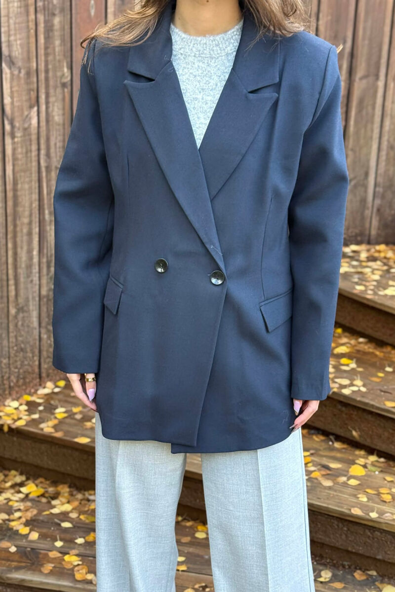 XHAKETË NJË NGJYRËSHE KLASIKE PËR FEMRA NË NGJYRË BLU TË ERRËT - 2