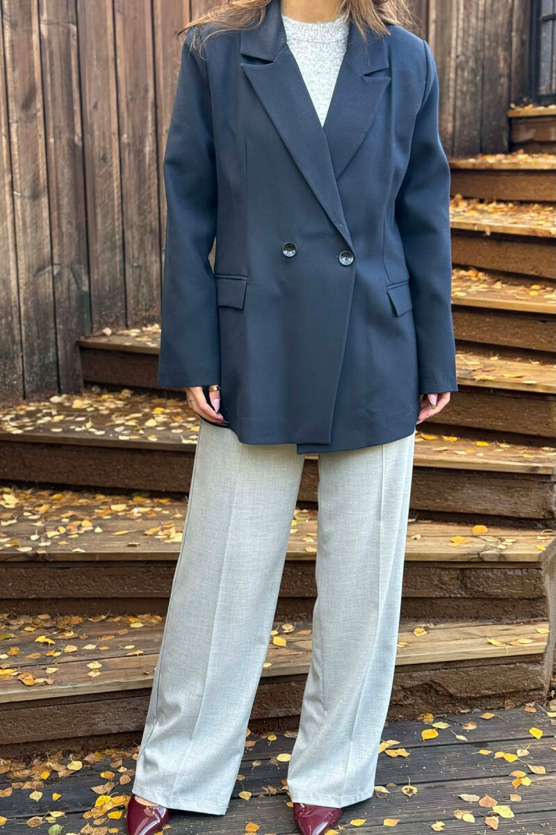 XHAKETË NJË NGJYRËSHE KLASIKE PËR FEMRA NË NGJYRË BLU TË ERRËT - 5