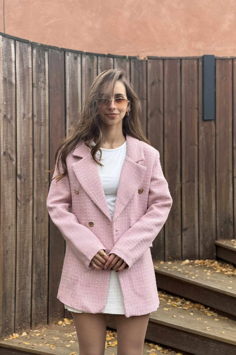 XHAKETE NJE NGJYRESHE ME BUTONA GOLD PER FEMRA NE NGJYRE PUDER - 10