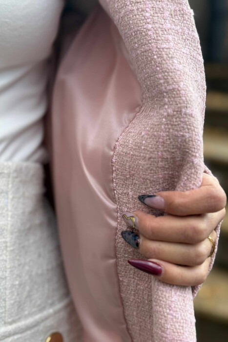 XHAKETE NJE NGJYRESHE ME BUTONA GOLD PER FEMRA NE NGJYRE PUDER - 11