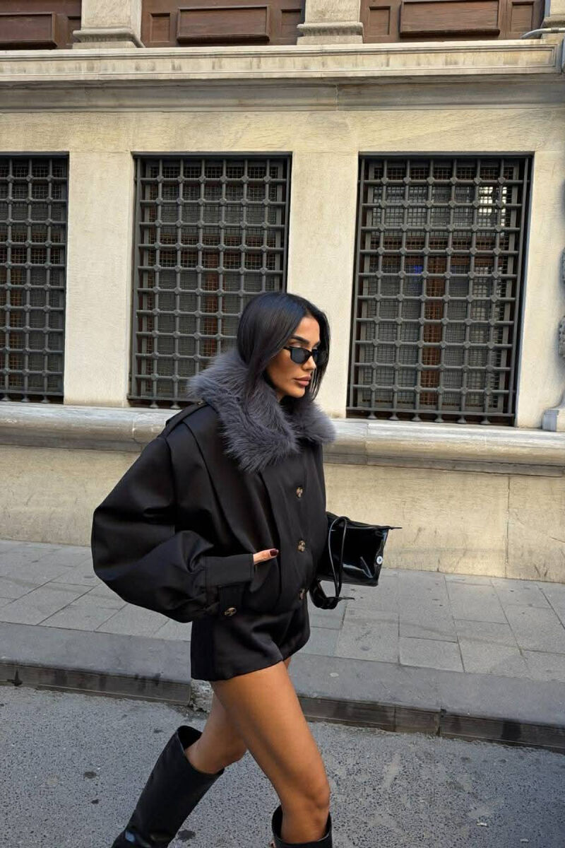 XHAKETË NJË NGJYRËSHE ME GËZOF TË SHKËPUTSHËM PËR FEMRA NË NGJYRË TË ZEZË - 3