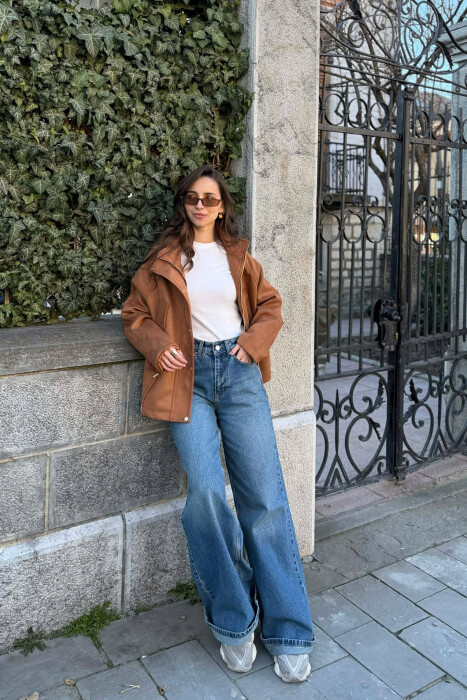 XHAKETE NJE NGJYRESHE ME KAPUC PER FEMRA NE NGJYRE KAFE - 3