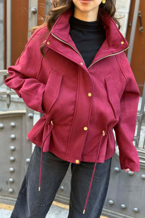 XHAKETE NJE NGJYRESHE ME KAPUC PER FEMRA NE NGJYRE VISHNJE - 5