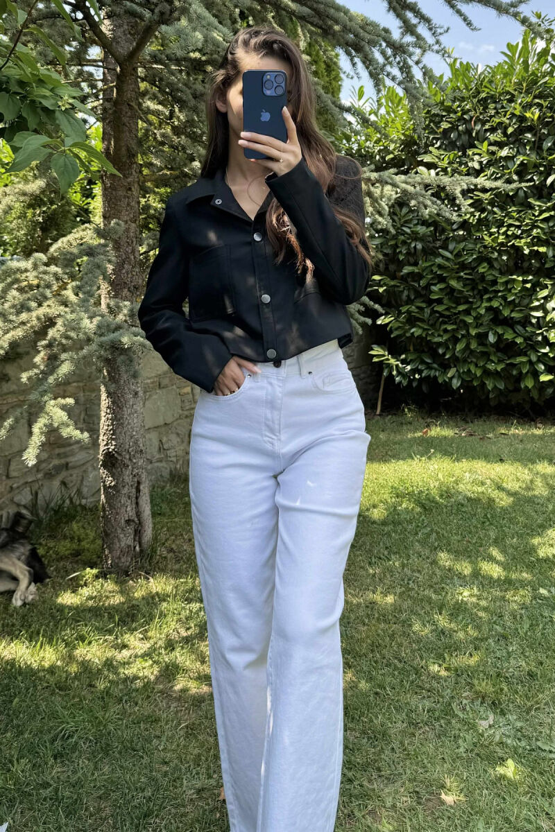 XHAKETË NJË NGJYRËSHE ME KOPSA PËR FEMRA NË NGJYRËN E ZEZË - 3