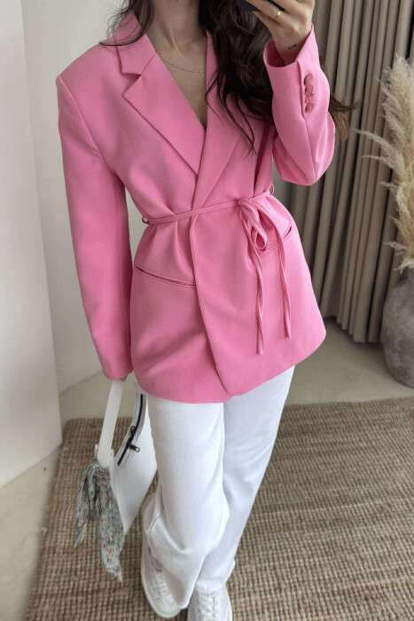 XHAKETË NJË NGJYRËSHE ME DETAJIN E LIDHSES PËR FEMRA NË NGJYRËN ROZË - 2