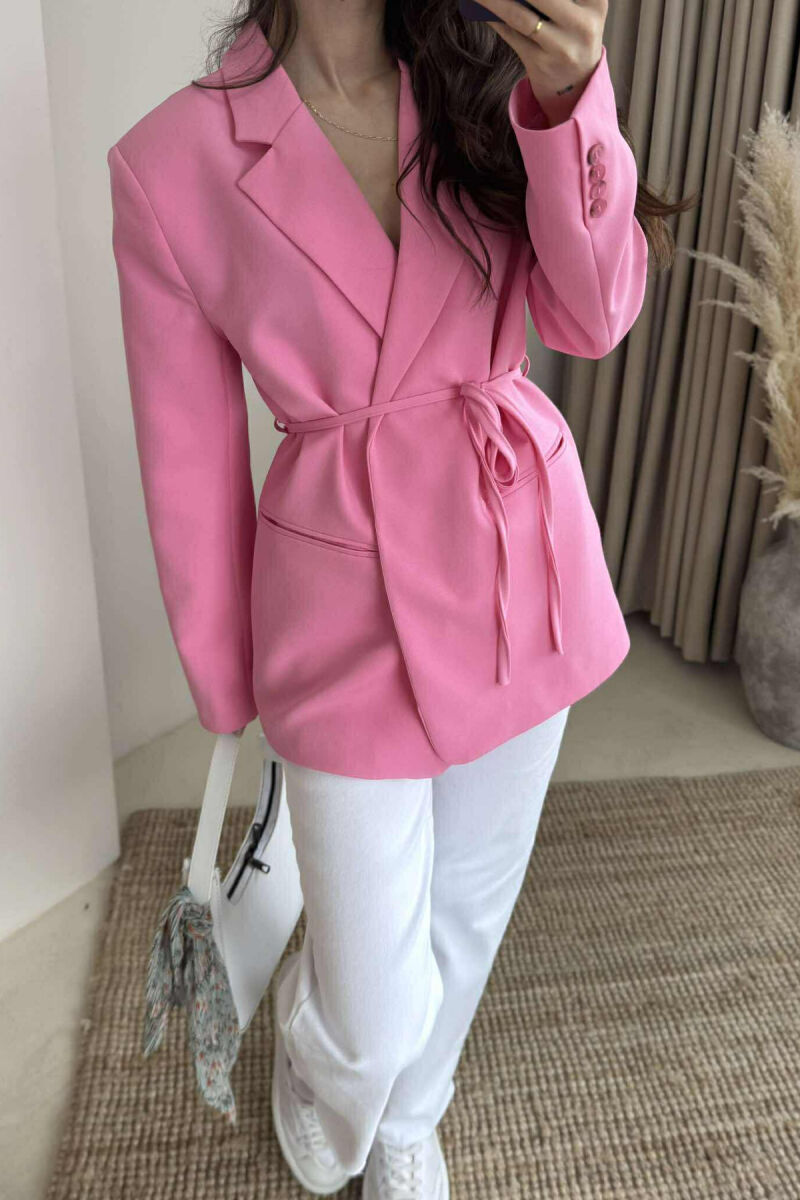 XHAKETË NJË NGJYRËSHE ME DETAJIN E LIDHSES PËR FEMRA NË NGJYRËN ROZË - 2