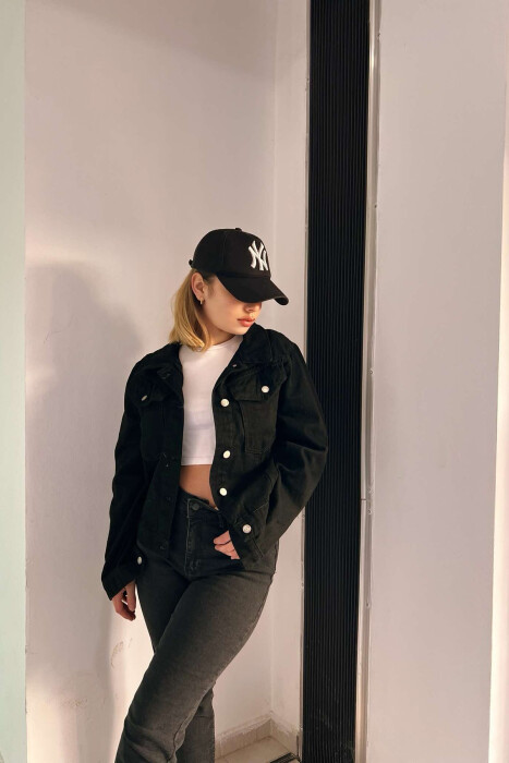 XHAKETË NJË NGJYRËSHE XHINS PËR FEMRA NË NGJYRËN E ZEZË - 5