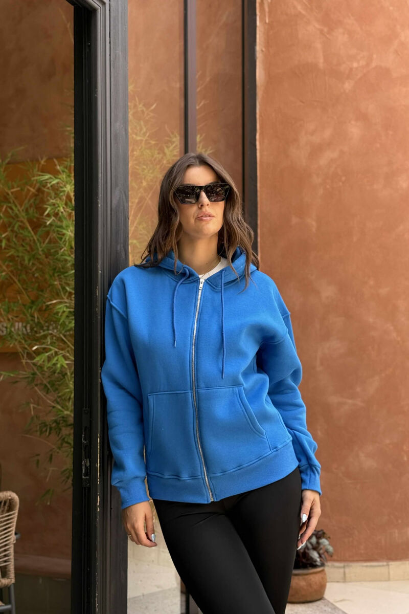 XHAKETË PAMBUKU NJË NGJYRËSHE PËR FEMRA NË NGJYRËN BLU TË ZBARDHUR - 3