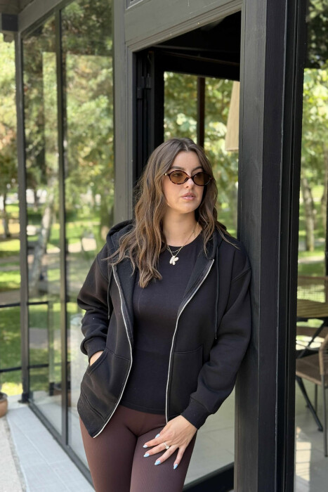 XHAKETË PAMBUKU NJË NGJYRËSHE PËR FEMRA NË NGJYRËN E ZEZË - 1