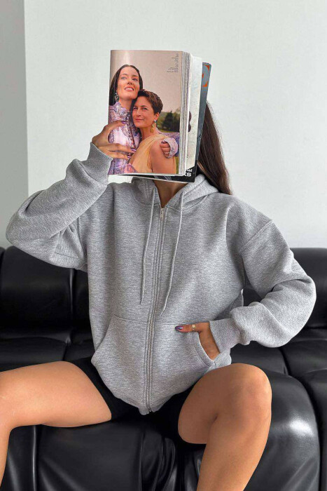 XHAKETË PAMBUKU NJË NGJYRËSHE PËR FEMRA NË NGJYRËN GRI - 6