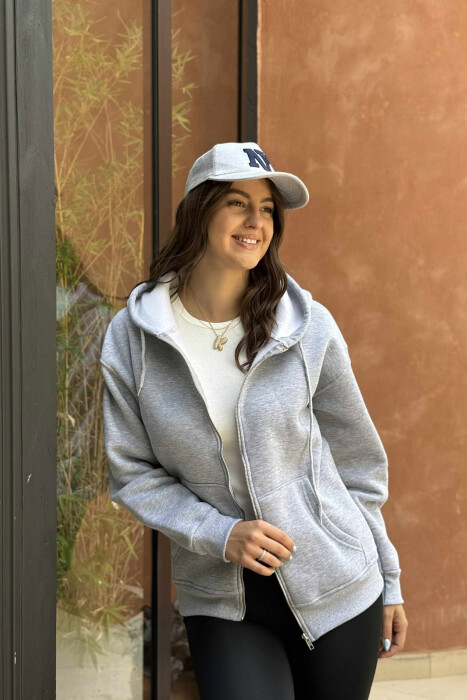 XHAKETË PAMBUKU NJË NGJYRËSHE PËR FEMRA NË NGJYRËN GRI - 2