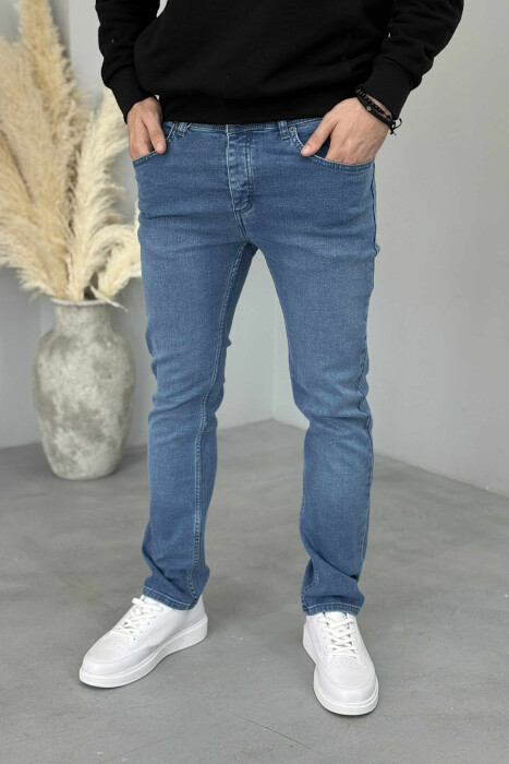 XHINSE NJË NGJYRËSHE ELASTIKE ME BUTON TË FSHEHUR PËR MESHKUJ NË NGJYRË BLU - 4