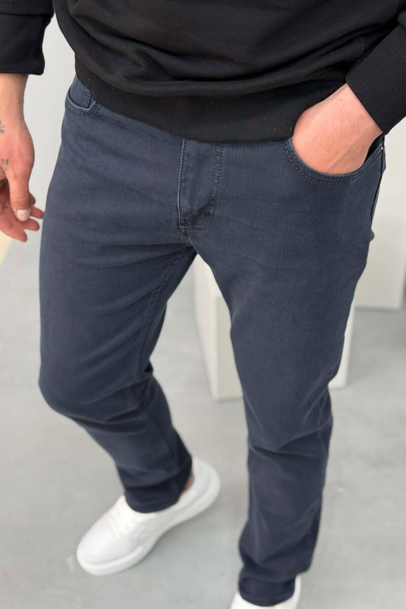  XHINSE NJË NGJYRËSHE ME ELASTICITET PËR MESHKUJ NË NGJYRË BLU TË ERRËT - 5