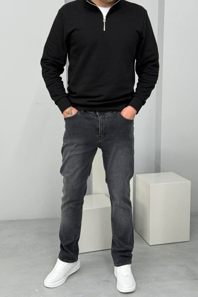 XHINSE NJË NGJYRËSHE ME ELASTICITET PËR MESHKUJ NË NGJYRË GRI TË ERRËT - 1