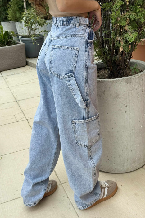 XHINSE TË GJERA ME DETAJIN E RRIPIT PËR FEMRA NË NGJYRËN BLU - 4