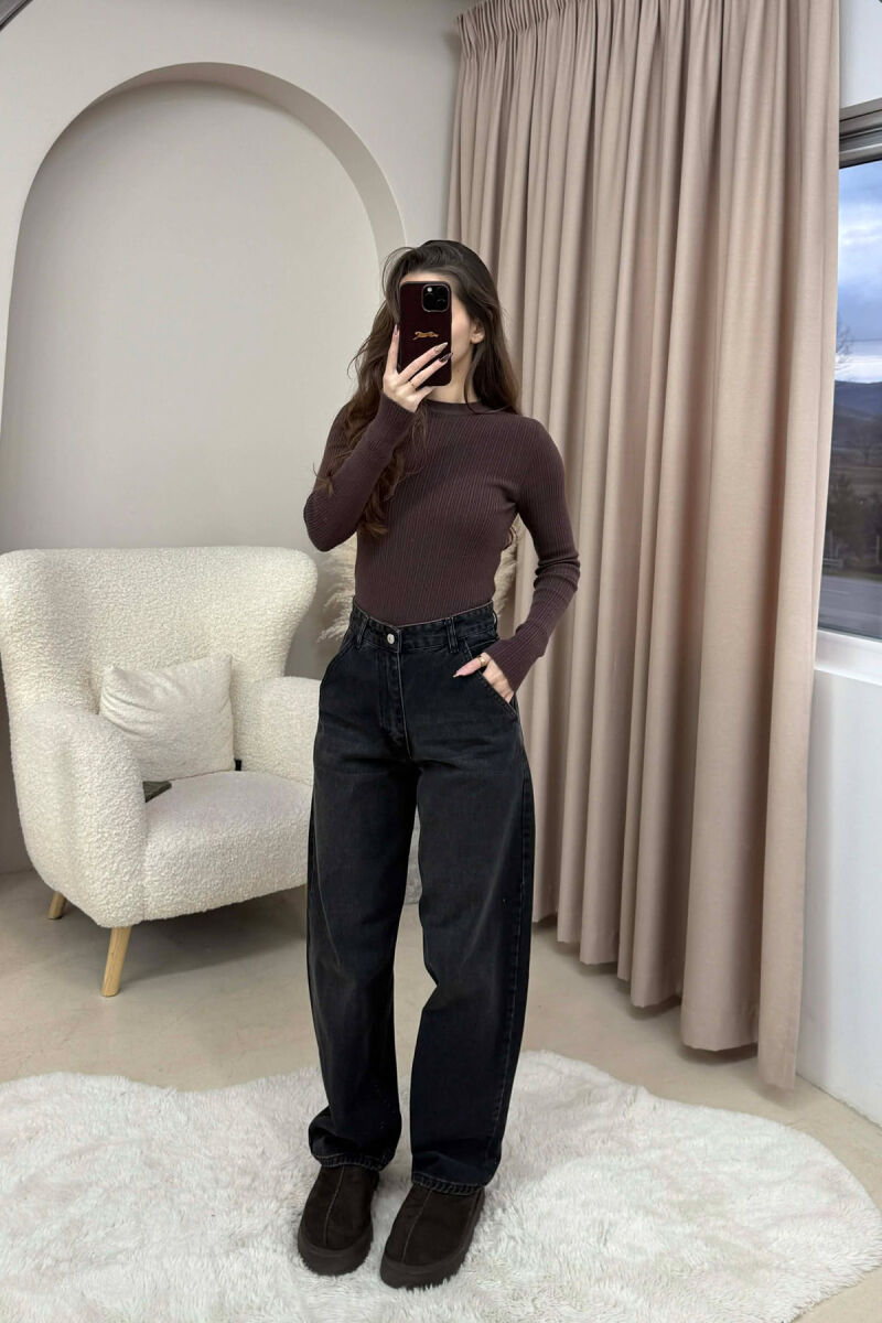 WIDE LEG WOMEN JEANS DARK GREY/GEE - 2