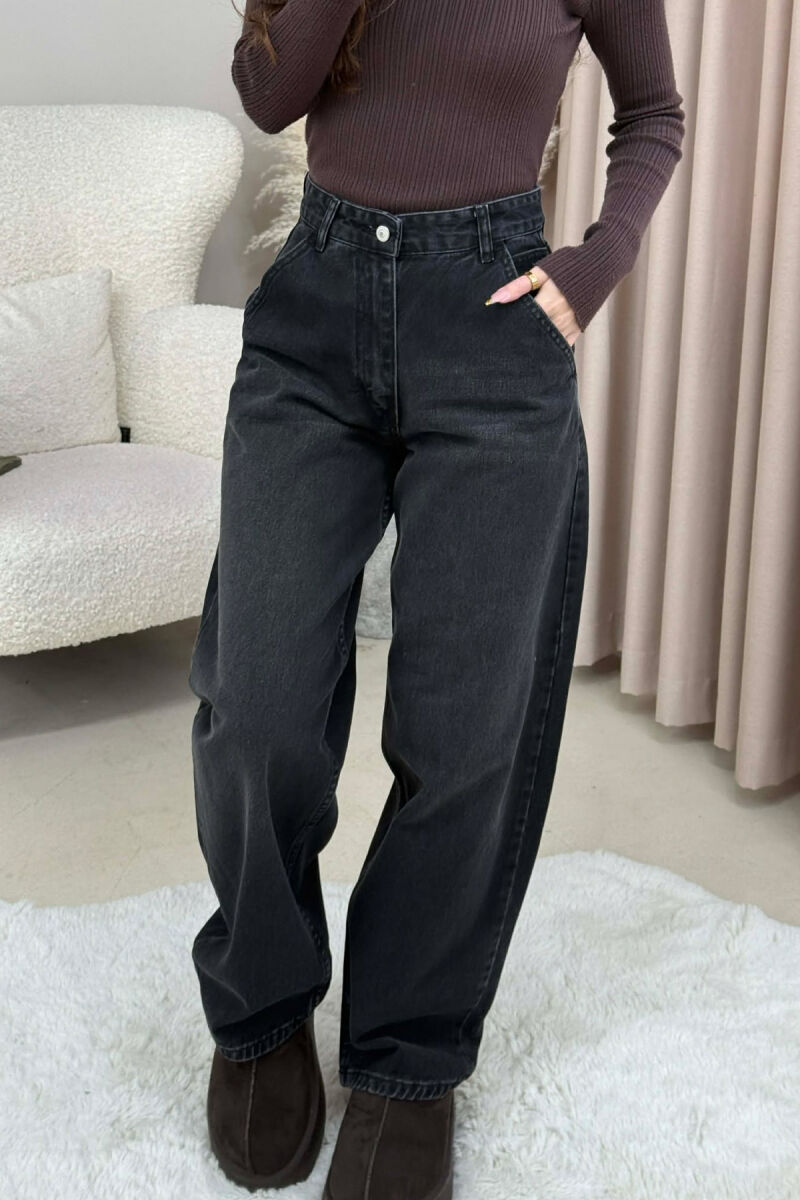 WIDE LEG WOMEN JEANS DARK GREY/GEE - 1