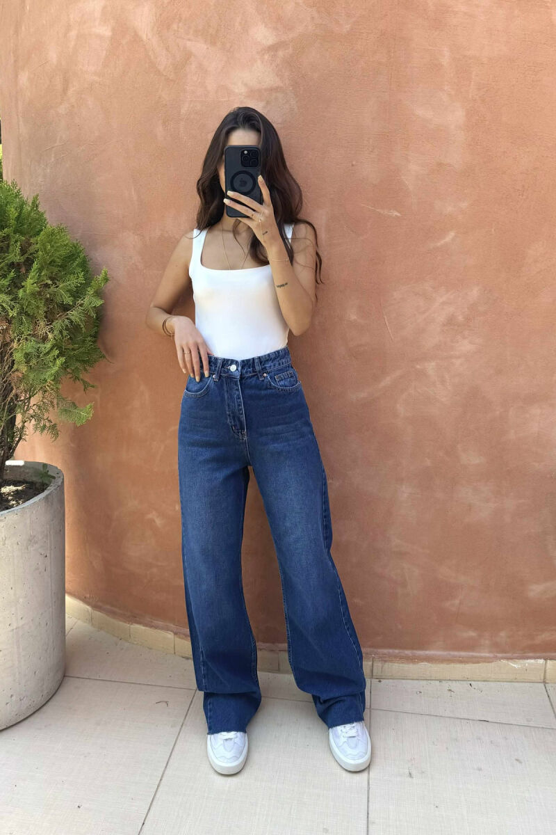 XHINSE TË GJERA TË THJESHTA PËR FEMRA NË NGJYRËN BLU E ERRËT - 2