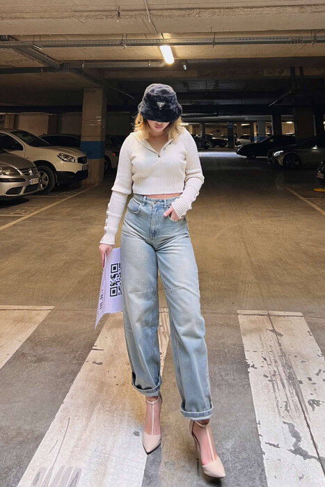 XHINSE TË GJERA TË THJESHTA PËR FEMRA NË NGJYRËN BLU E ZBARDHUR - 1