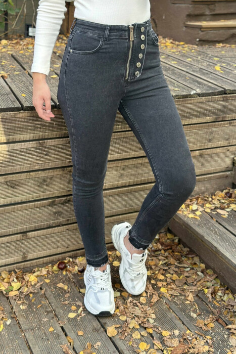 XHINSE TË NGUSHTA NJË NGJYRËSHE PËR FEMRA NË NGJYRËN GRI E ERRËT - 1