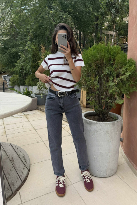 XHINSE TË THJESHTA ME RRIP PËR FEMRA NË NGJYRËN GRI - 3