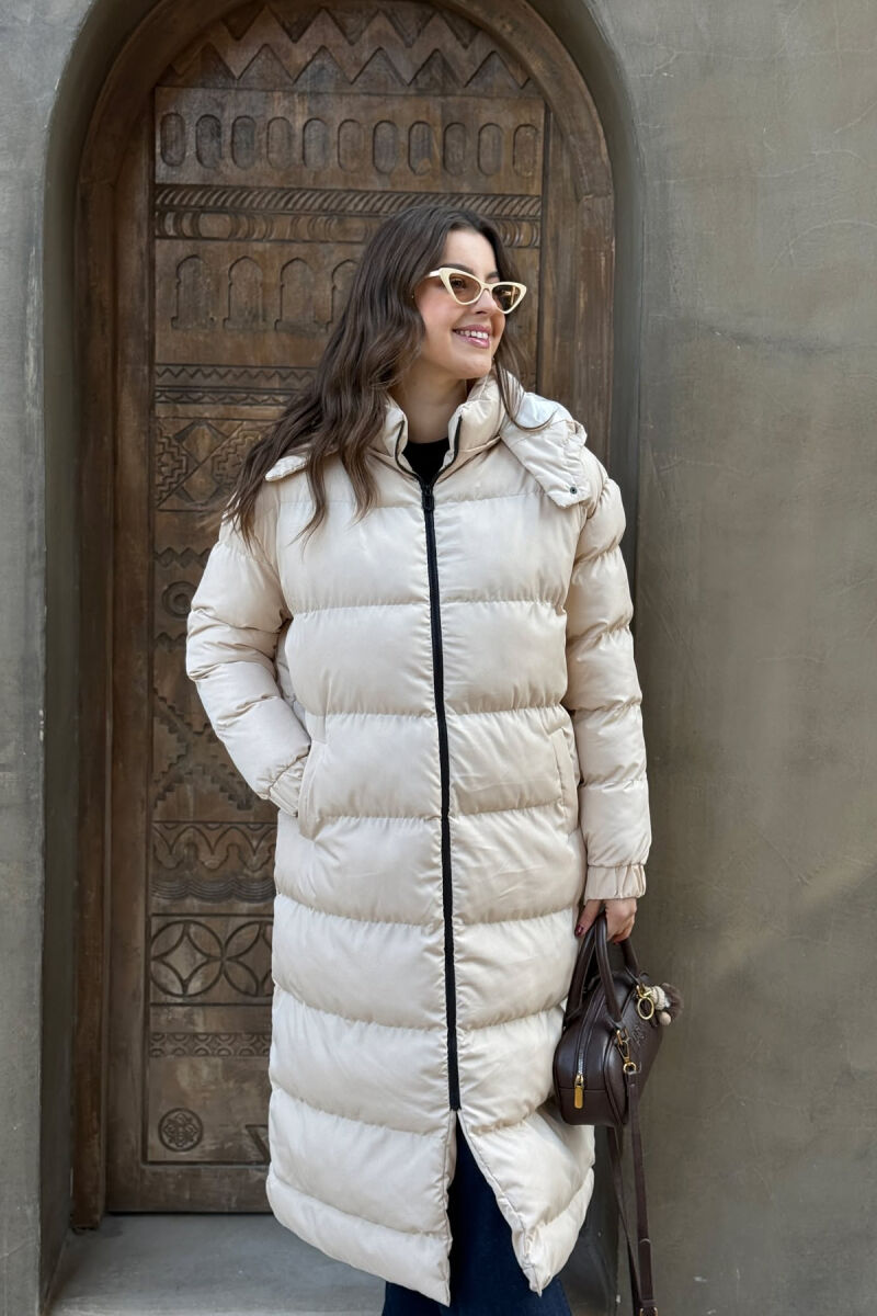 XHUP I GJATË ME KAPUC PËR FEMRA NË NGJYRËN BEZHË - 6