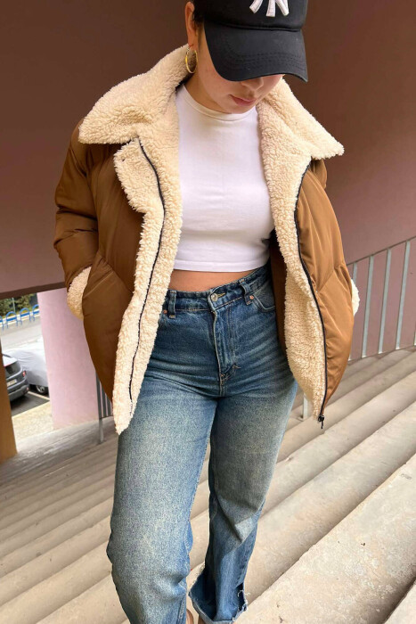 XHUP I THJESHTË PËR FEMRA NË NGJYRËN KAFE - 4