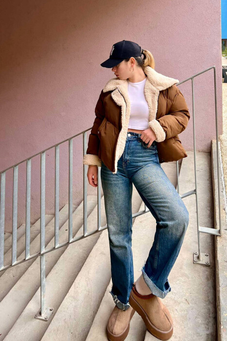 XHUP I THJESHTË PËR FEMRA NË NGJYRËN KAFE - 7