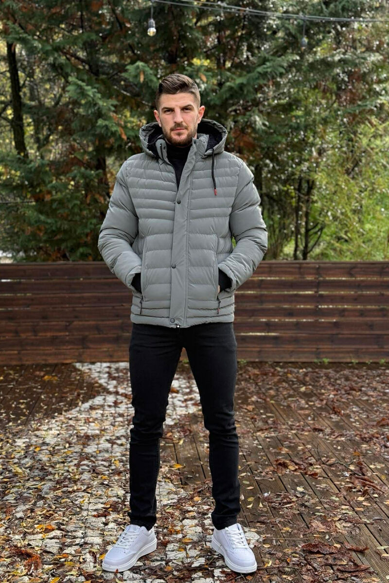 XHUP NJE NGJYRESH ME KAPUÇ PER MESHKUJ NE NGJYRE GRI - 2