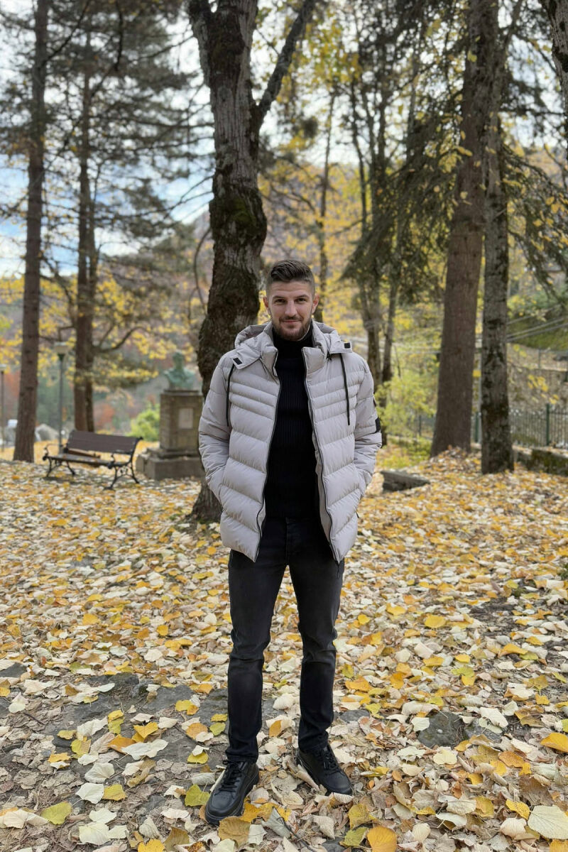 XHUP NJË NGJYRËSH ME PUSH DHE KAPUC PËR MESHKUJ NË NGJYRËN GRI E ZBARDHUR - 5