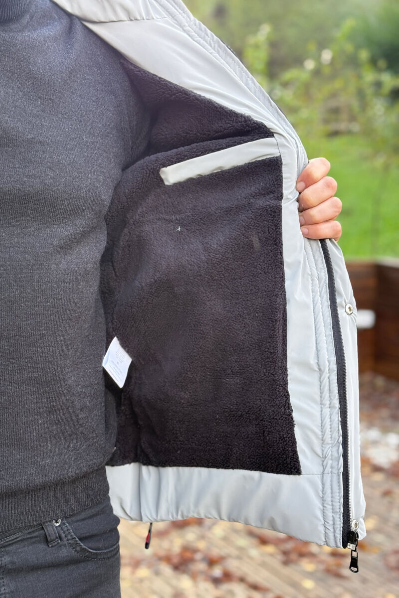 XHUP NJE NGJYRESH ME PUSH DHE KAPUÇ PER MESHKUJ NE NGJYRE GRI TE ZBARDHUR - 5